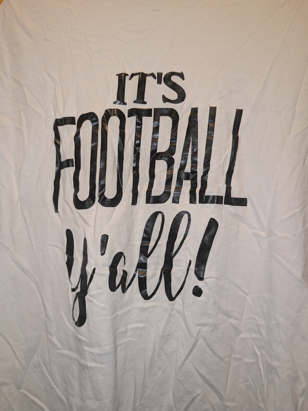 Sport-Tek White Kids Graphic Tee with Black 'It's Football Y'all!' Text